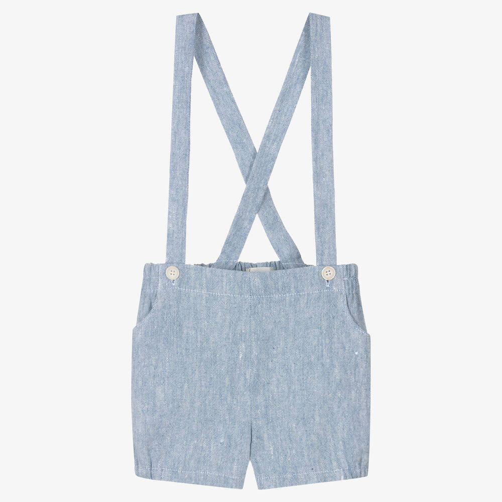 Fina Ejerique-Boys Blue Linen & Cotton Shorts | Childrensalon Outlet