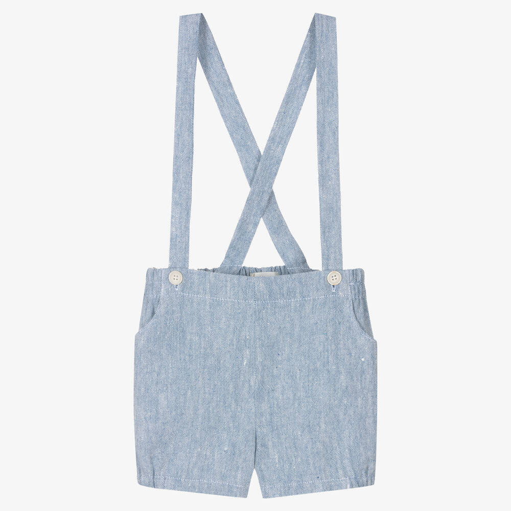 Fina Ejerique - Boys Blue Linen & Cotton Shorts | Childrensalon