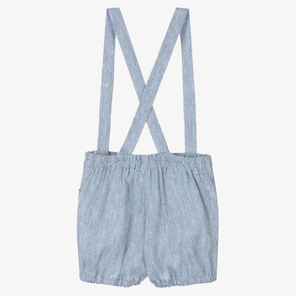 Fina Ejerique-Boys Blue Linen & Cotton Shorts | Childrensalon Outlet
