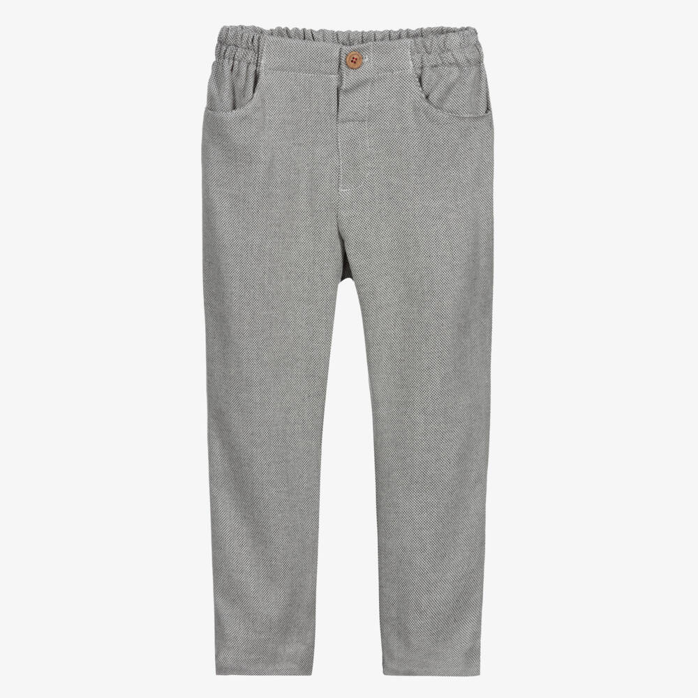 Fina Ejerique-Boys Grey Cotton Trousers | Childrensalon Outlet