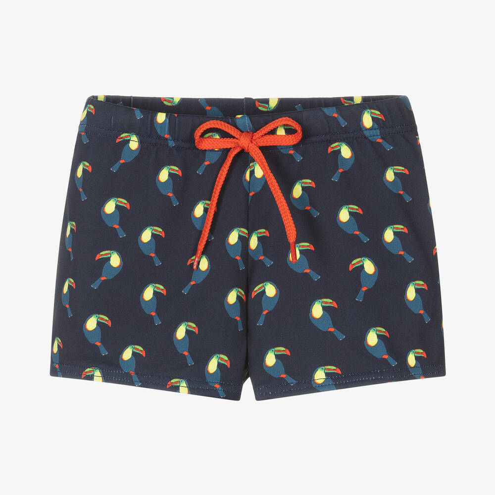 Boys Navy Blue Toucan Swim Shorts