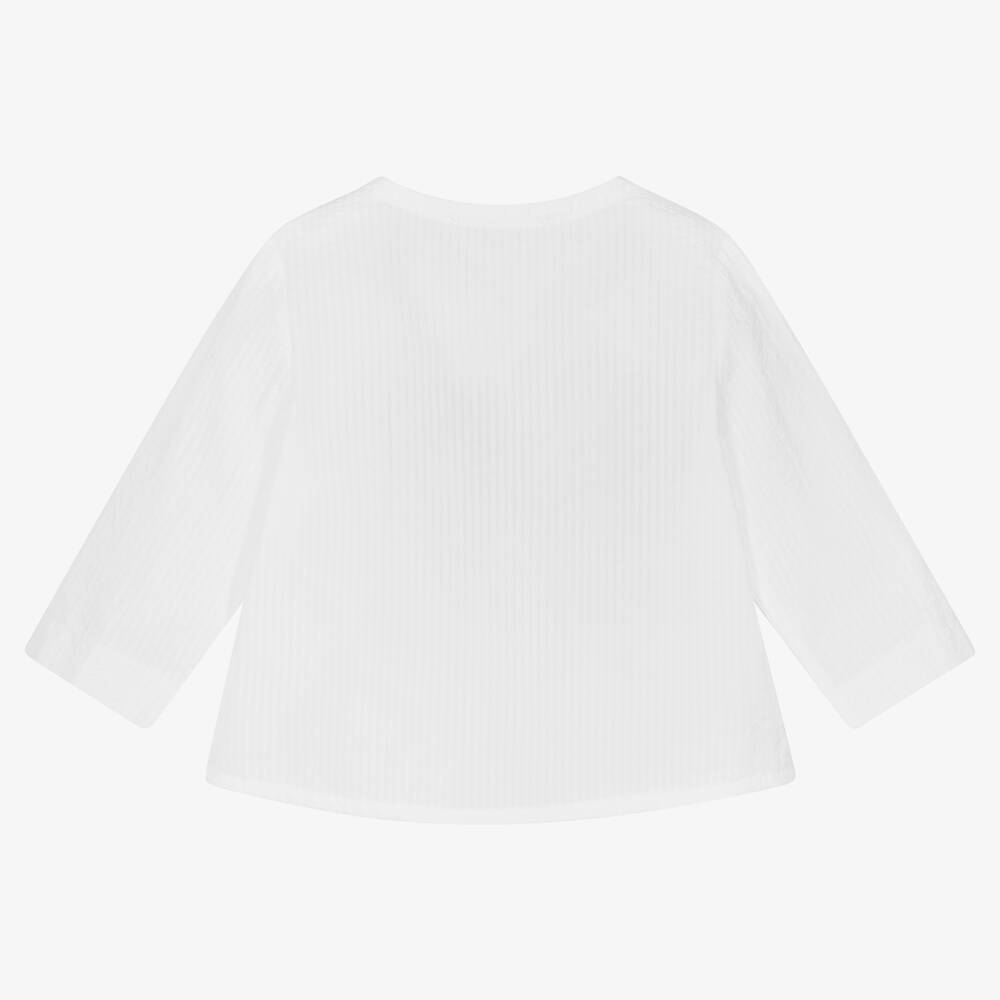Fina Ejerique-Boys White Cotton Seersucker Shirt | Childrensalon Outlet