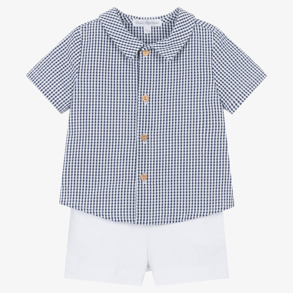 Fina Ejerique - Boys White Cotton Shorts Set | Childrensalon