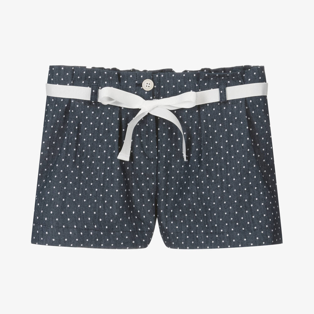 Fina Ejerique - Girls Blue & White Polka Dot Shorts | Childrensalon