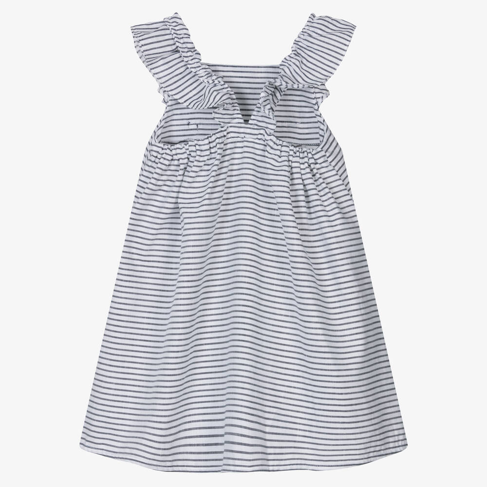 Fina Ejerique-Girls Blue & White Striped Dress | Childrensalon Outlet