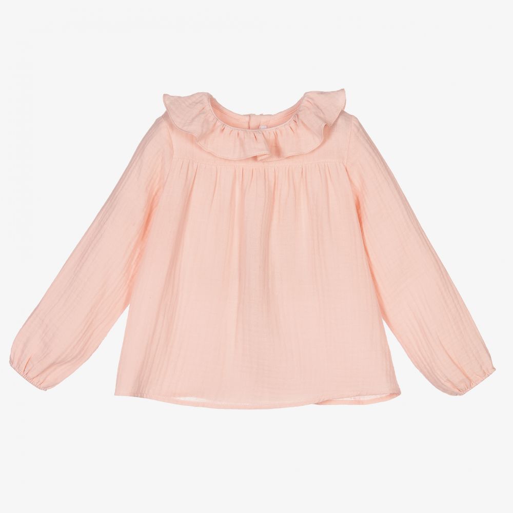 Fina Ejerique - Girls Pink Cotton Blouse | Childrensalon