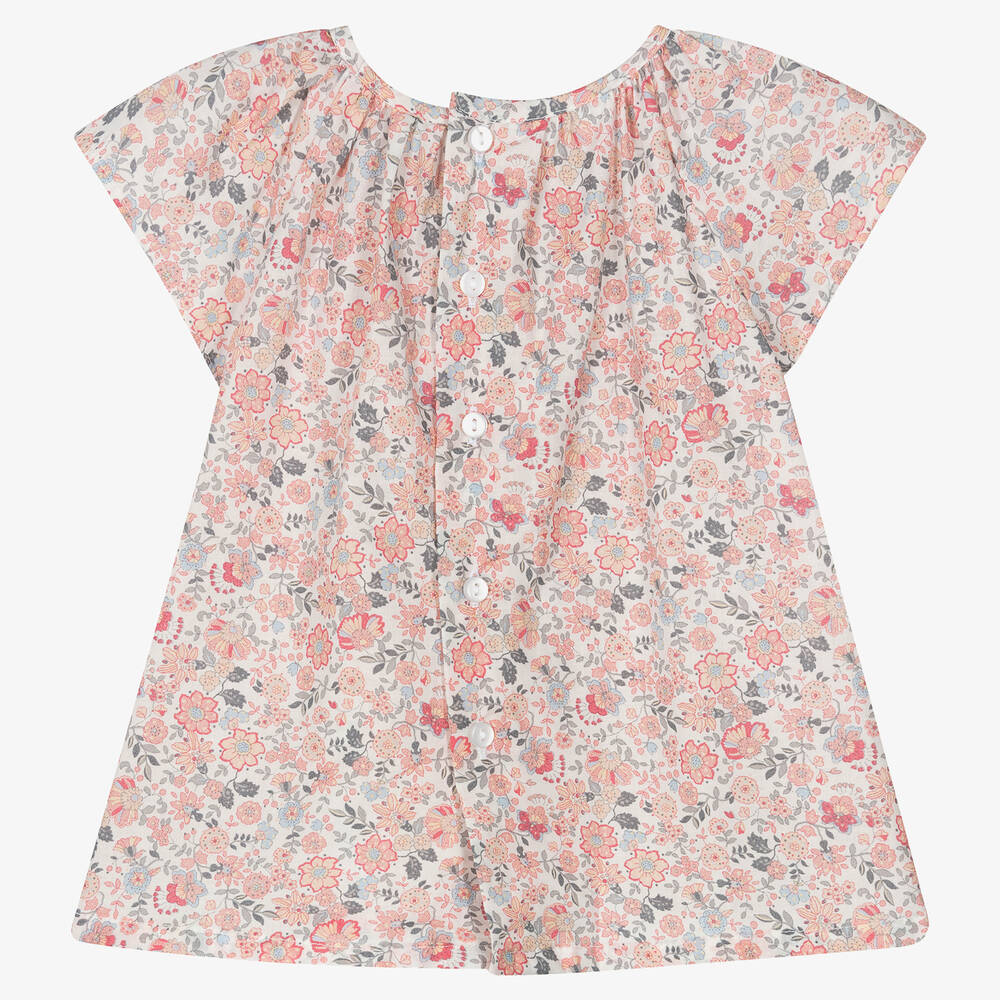 Fina Ejerique-Girls Pink Cotton Floral Dress | Childrensalon Outlet