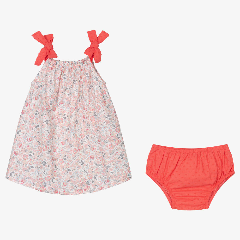 Fina Ejerique-Girls Pink Cotton Floral Dress | Childrensalon Outlet