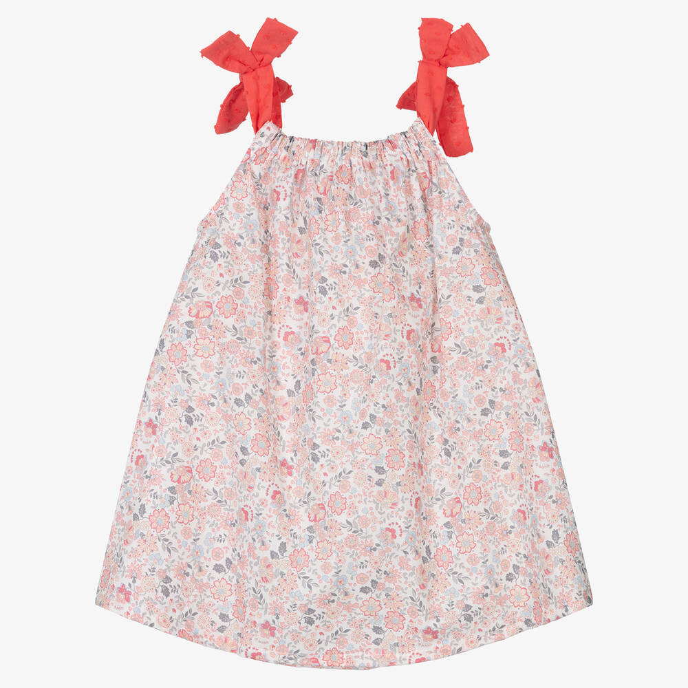 Fina Ejerique-Girls Pink Cotton Floral Dress | Childrensalon Outlet