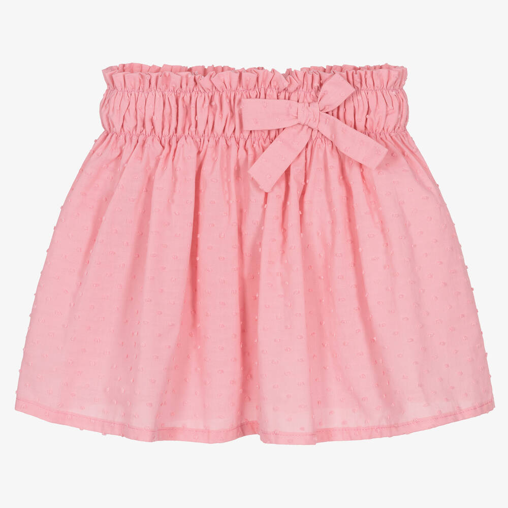 Fina Ejerique - Girls Pink Cotton Plumetis Skirt | Childrensalon