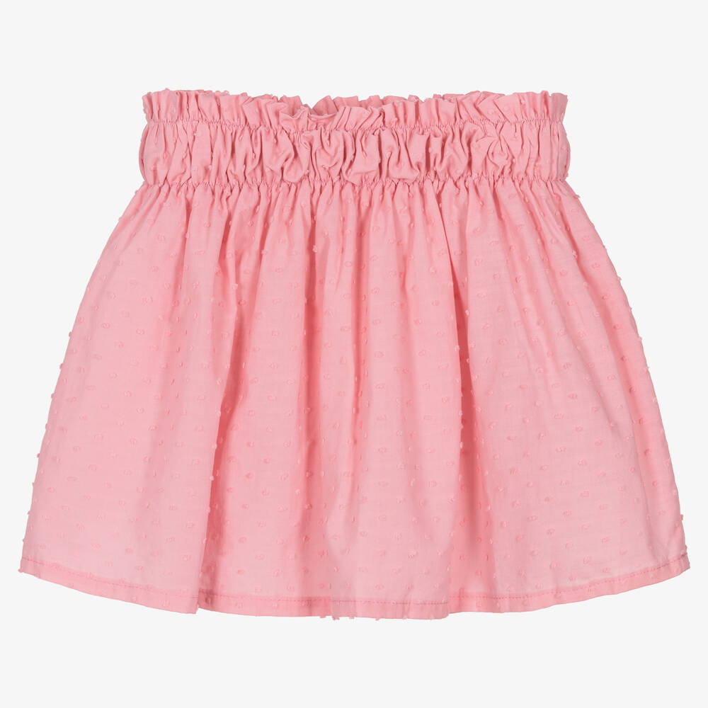 Fina Ejerique-Girls Pink Cotton Plumetis Skirt | Childrensalon Outlet