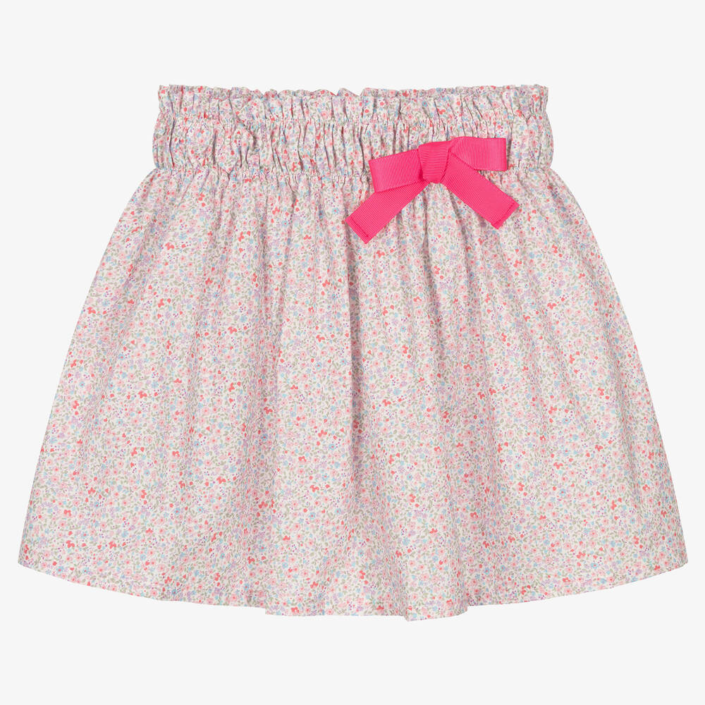 Fina Ejerique - Girls Pink Floral Cotton Skirt | Childrensalon