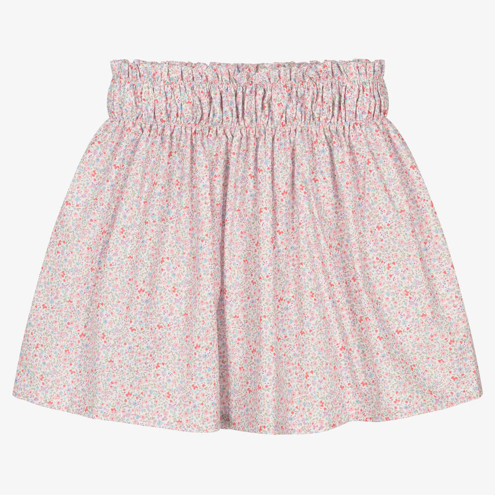 Fina Ejerique-Girls Pink Floral Cotton Skirt | Childrensalon Outlet