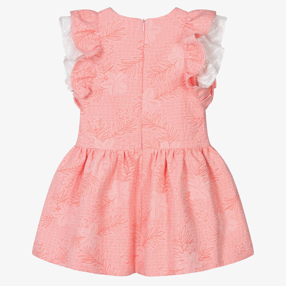 Fina Ejerique-Girls Pink Floral Jacquard Dress  | Childrensalon Outlet