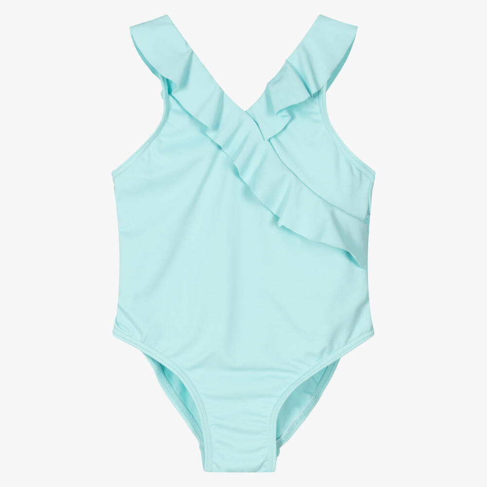 Fina Ejerique - Girls Turquoise Blue Ruffle Swimsuit | Childrensalon