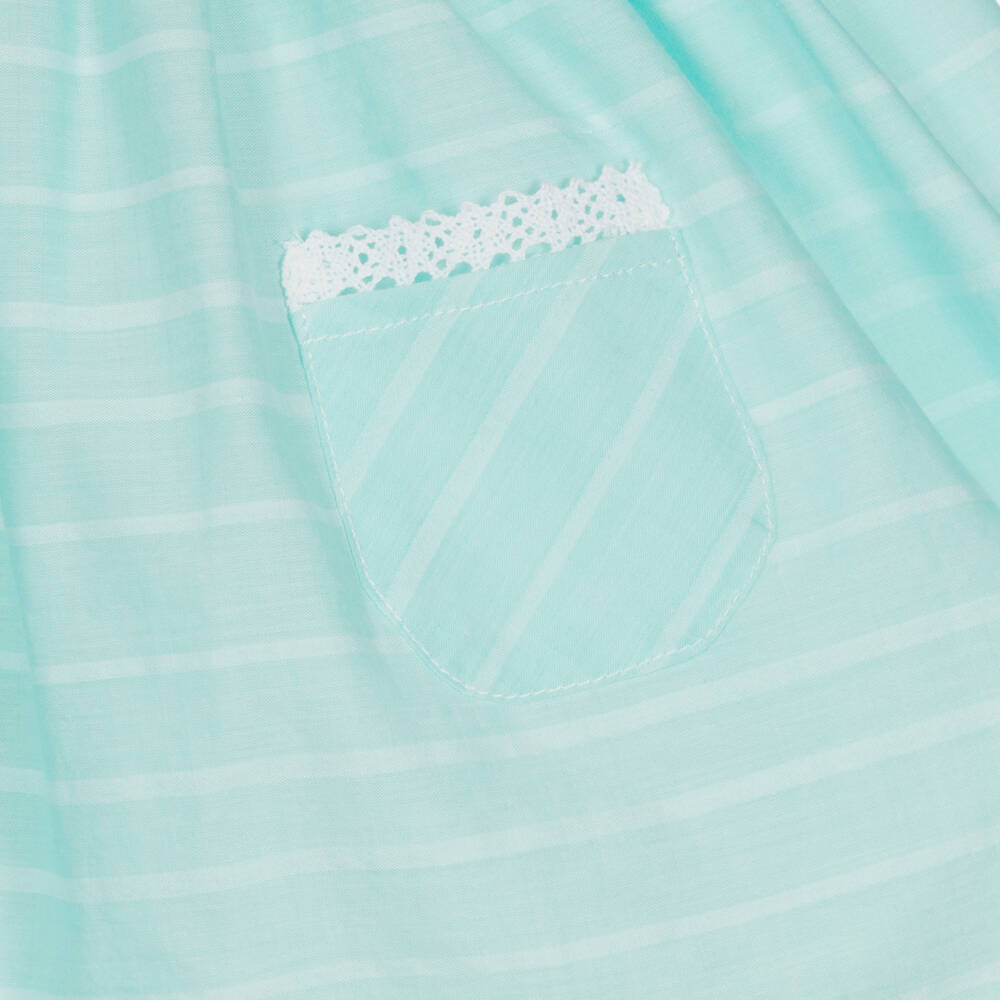 Fina Ejerique-Girls White & Green Cotton Dress | Childrensalon Outlet