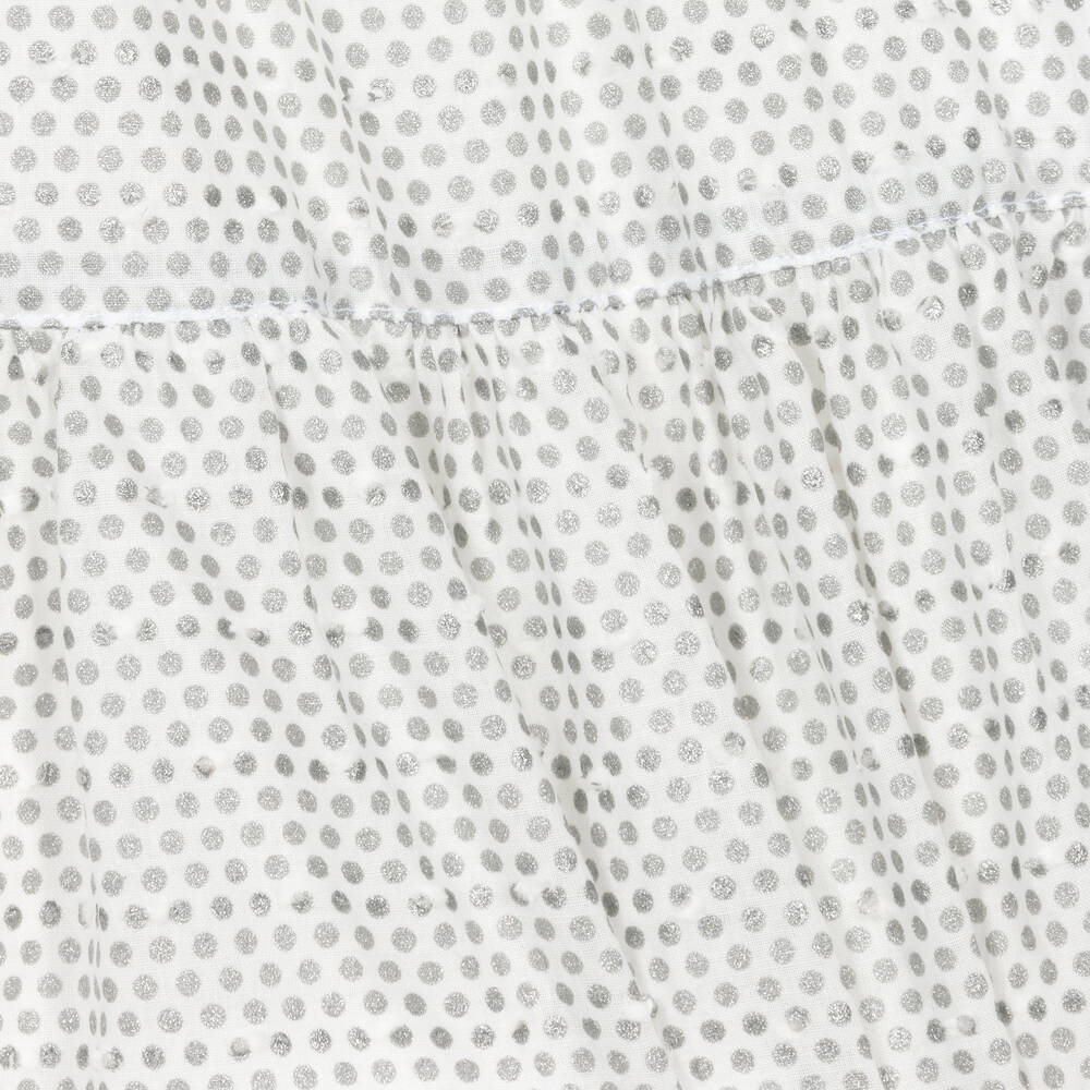Fina Ejerique-Girls White & Silver Polka Dot Dress | Childrensalon Outlet