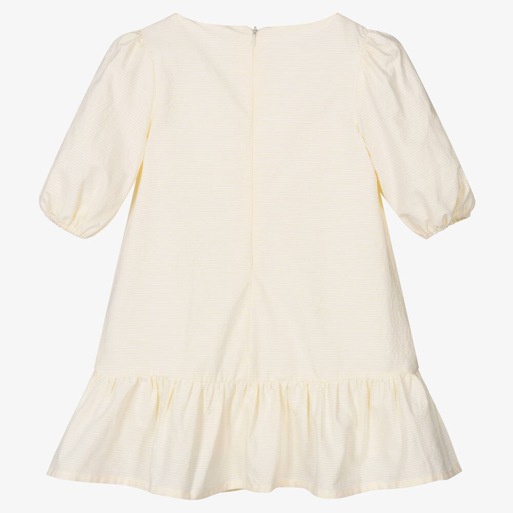 Fina Ejerique-Girls Yellow Cotton Striped Dress | Childrensalon Outlet