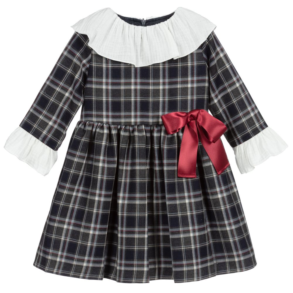 Fina Ejerique-Grey & Blue Tartan Dress | Childrensalon Outlet