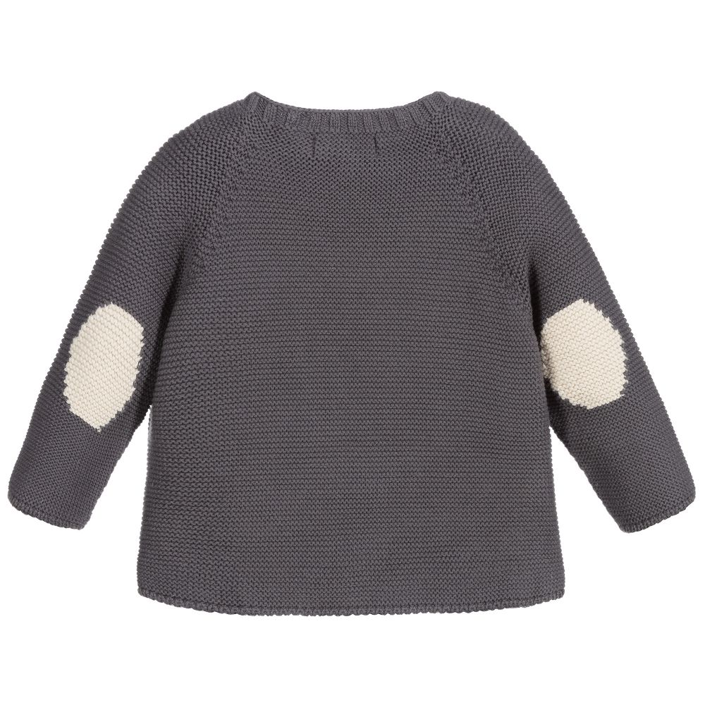 Fina Ejerique-Grey Cotton Knit Sweater | Childrensalon Outlet