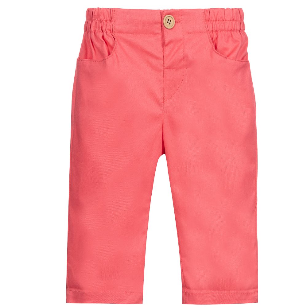 Fina Ejerique - Pink Cotton Baby Trousers | Childrensalon