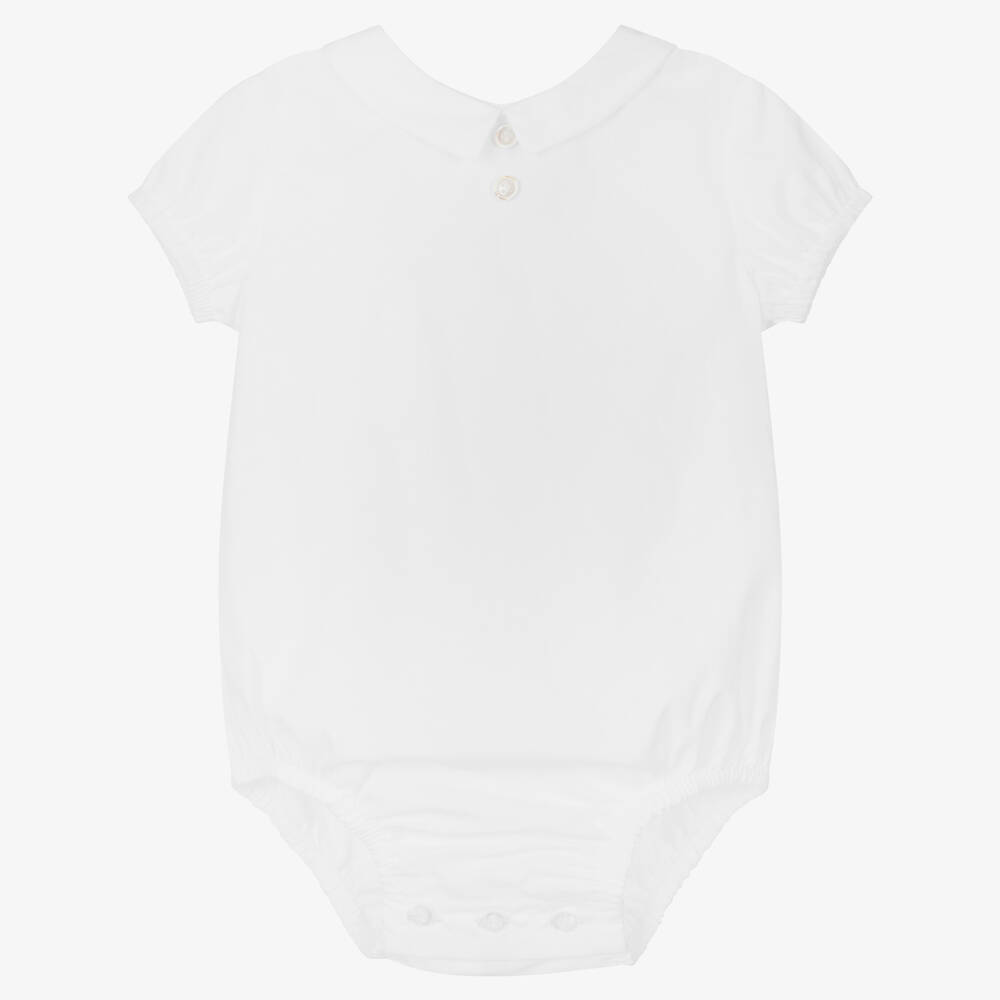 Fina Ejerique-White Cotton Collared Bodysuit | Childrensalon Outlet