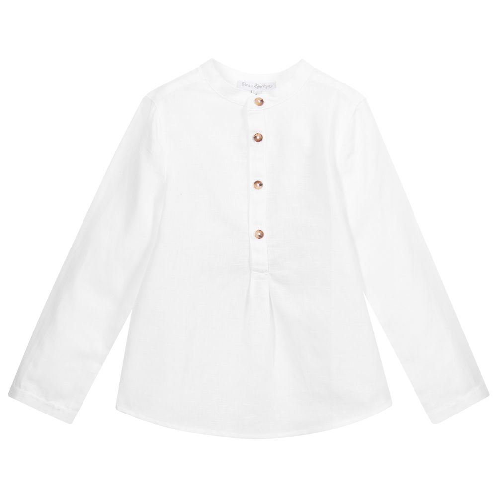 Fina Ejerique - White Linen Blend Shirt | Childrensalon