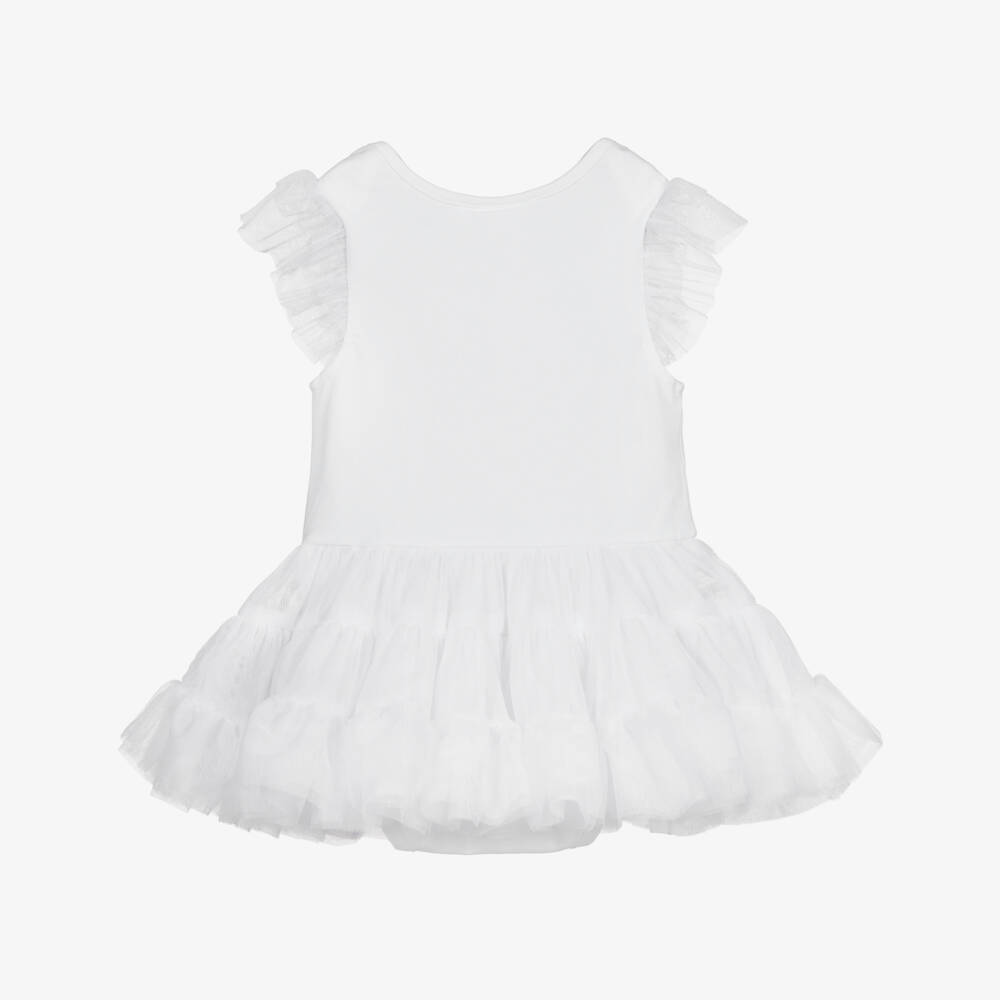 Flower Fairies™ by Childrensalon-Baby Girls White Cotton & Tulle Dress | Childrensalon Outlet