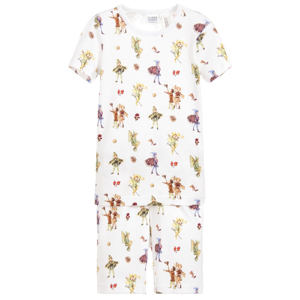 Flower Fairies™ by Childrensalon-بيجاما شورت قطن لون أبيض | Childrensalon Outlet