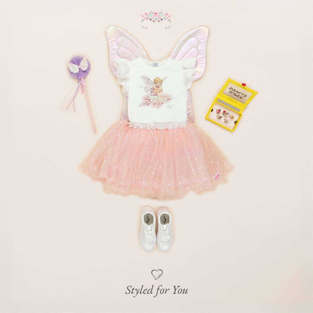 Flower Fairies™ by Childrensalon-تيشيرت عاجي للبنات بتصميم كشكش خيالي | Childrensalon Outlet