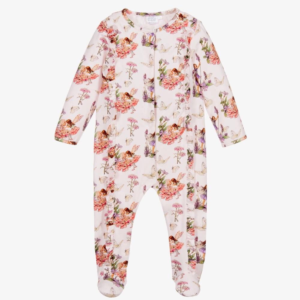 Flower Fairies™ by Childrensalon-Girls Pink Cotton Babygrow | Childrensalon Outlet