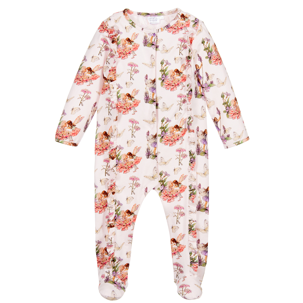 Flower Fairies™ by Childrensalon - Girls Pink Cotton Babygrow | Childrensalon