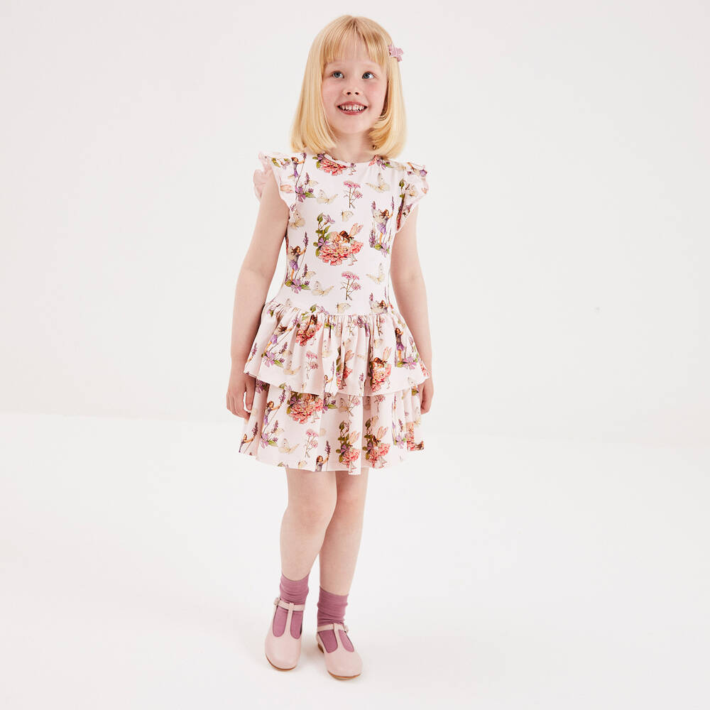 Flower Fairies™ by Childrensalon-Girls Pink Cotton Jersey Dress | Childrensalon Outlet