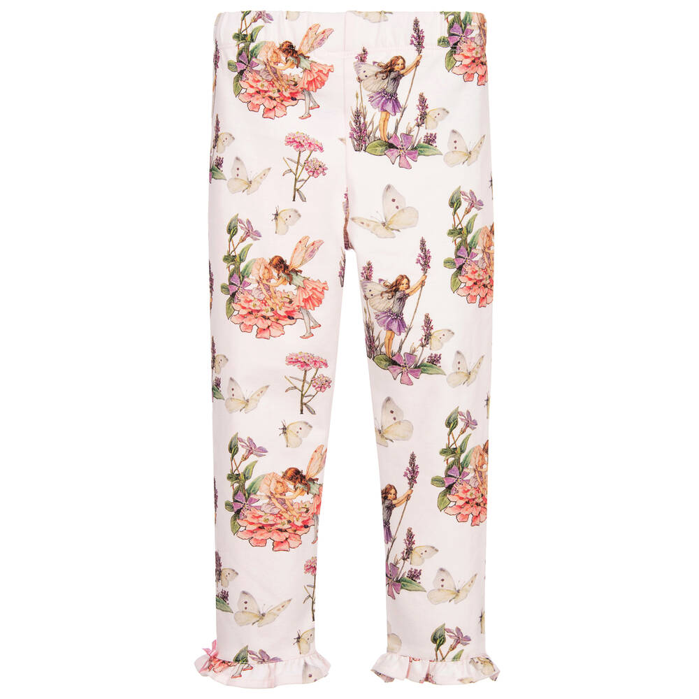 فلاور فيريز باي تشلدرن صالون-ليغنغز قطن جيرسي لون زهري بطبعة ملونة | Childrensalon Outlet