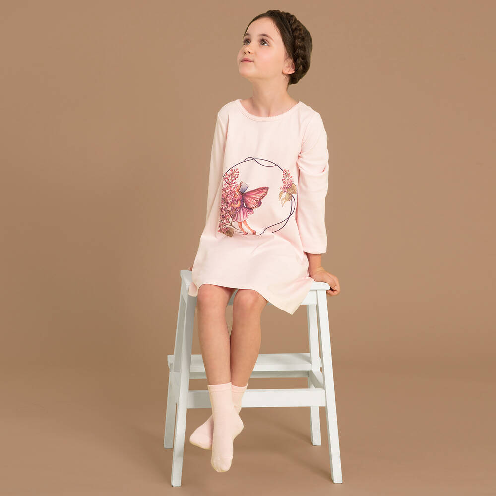 فلاور فيريز باي تشلدرن صالون-قميص نوم قطن لون زهري للبنات | Childrensalon Outlet