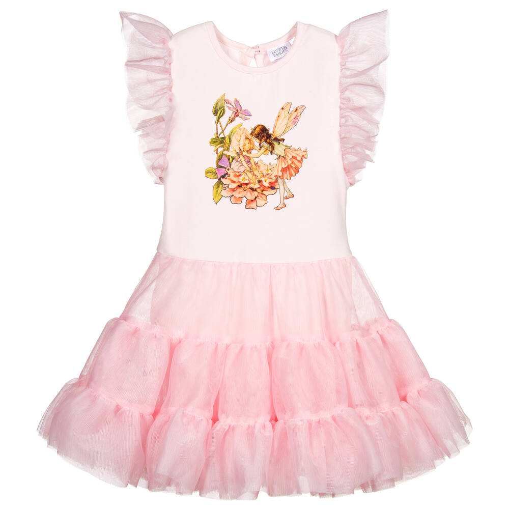 Flower Fairies™ by Childrensalon - Girls Pink Cotton & Tulle Dress | Childrensalon