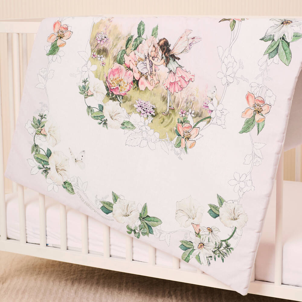 Flower Fairies™ by Childrensalon-Girls Pink Ivory Linen Cotton Blanket | Childrensalon Outlet