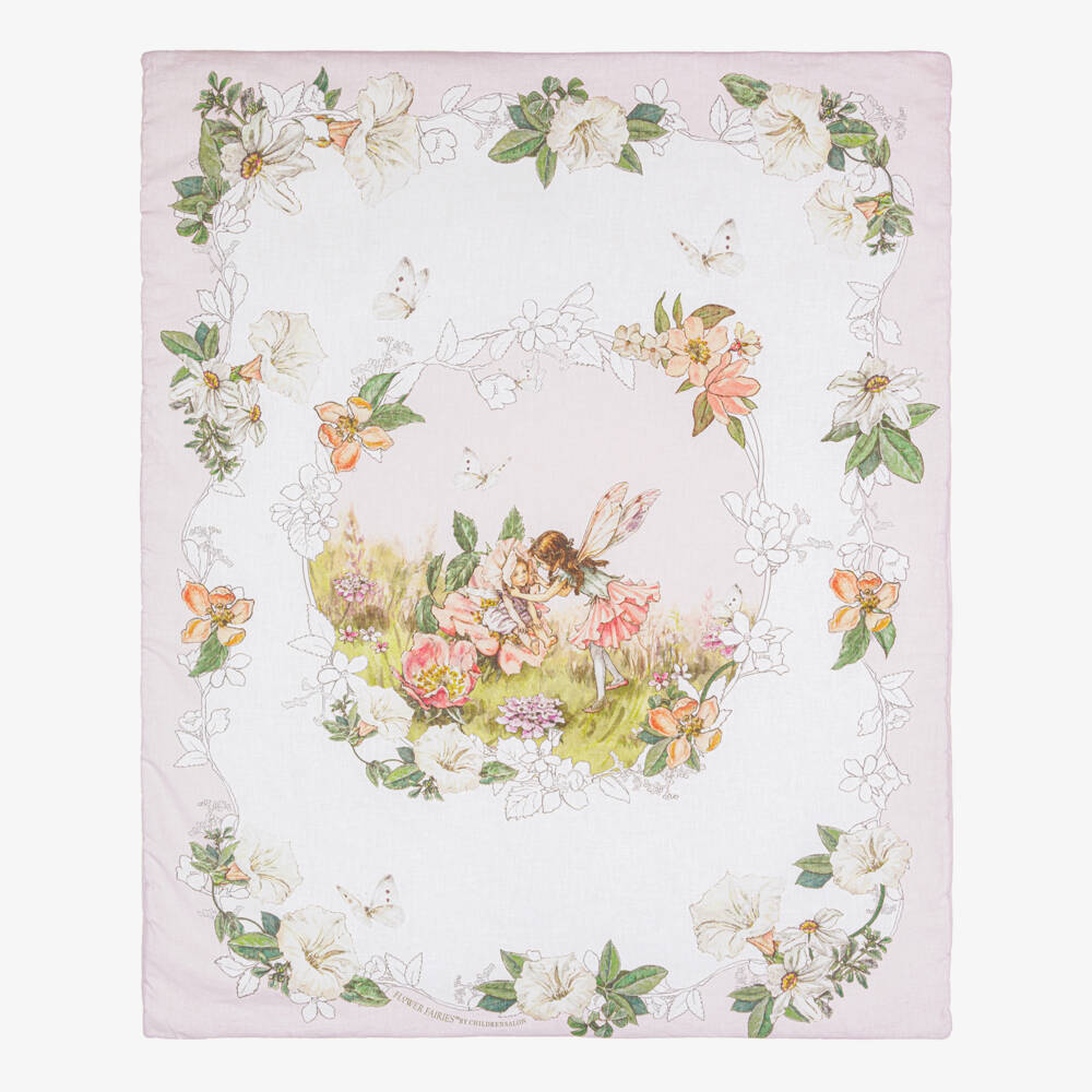 Flower Fairies™ by Childrensalon-Girls Pink Ivory Linen Cotton Blanket | Childrensalon Outlet