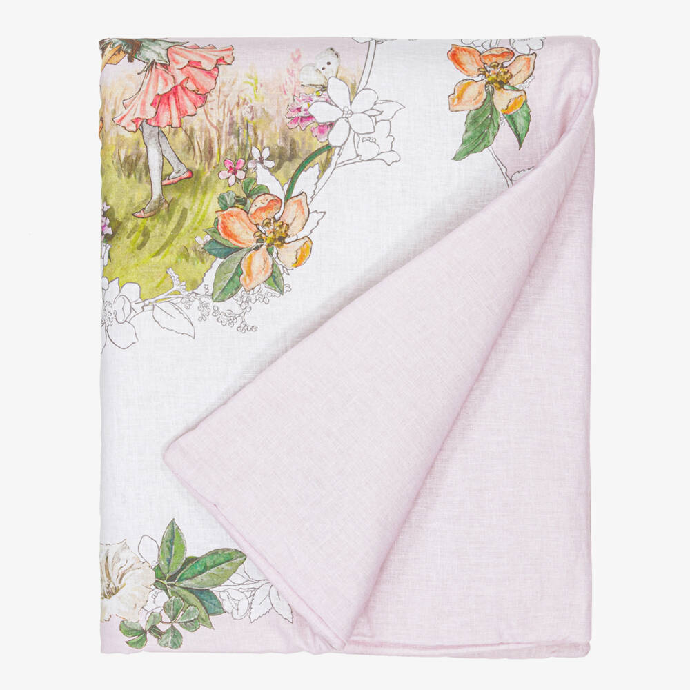 Flower Fairies™ by Childrensalon-Girls Pink Ivory Linen Cotton Blanket | Childrensalon Outlet