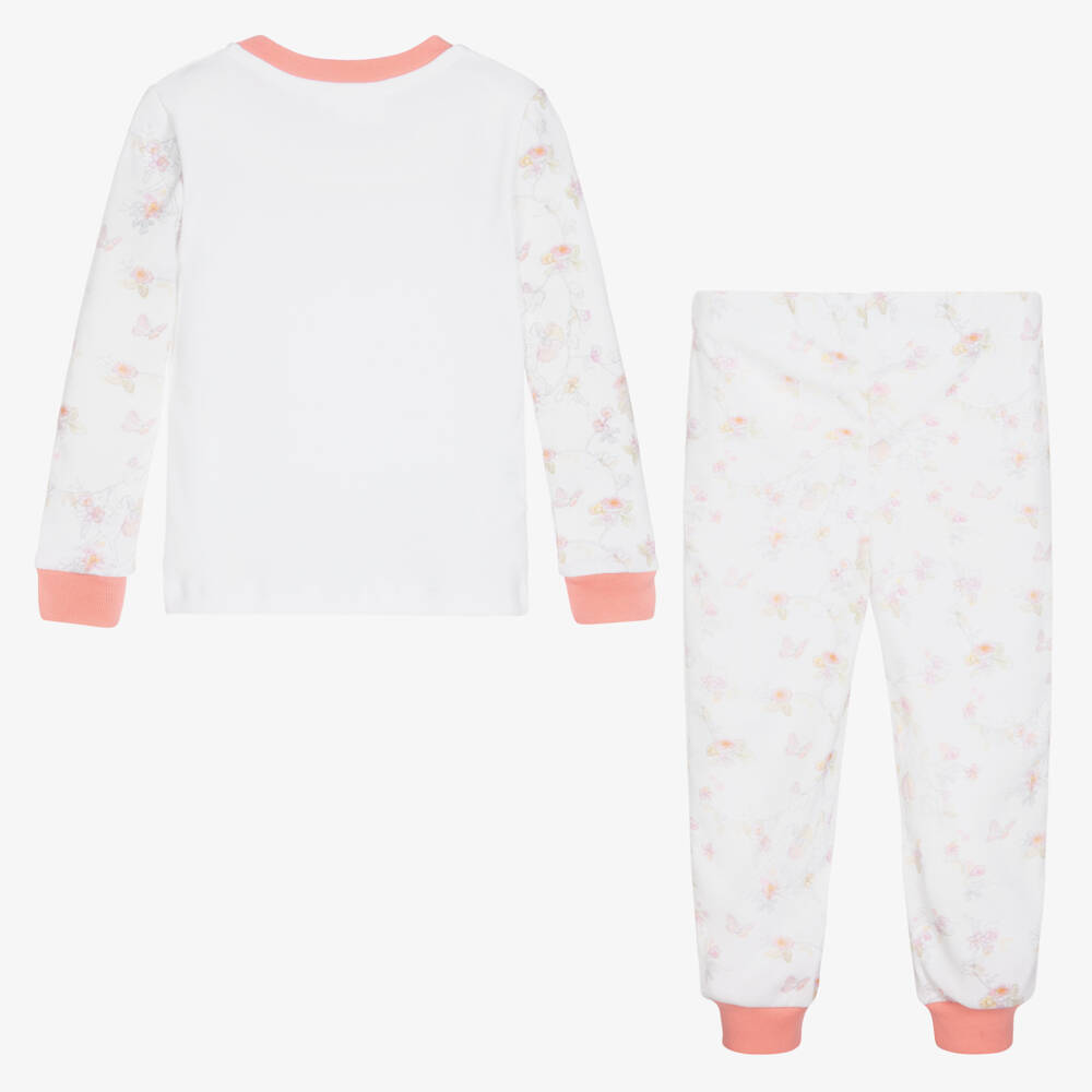 فلاور فيريز باي تشلدرن صالون-بيجاما قطن لون أبيض وزهري للبنات | Childrensalon Outlet