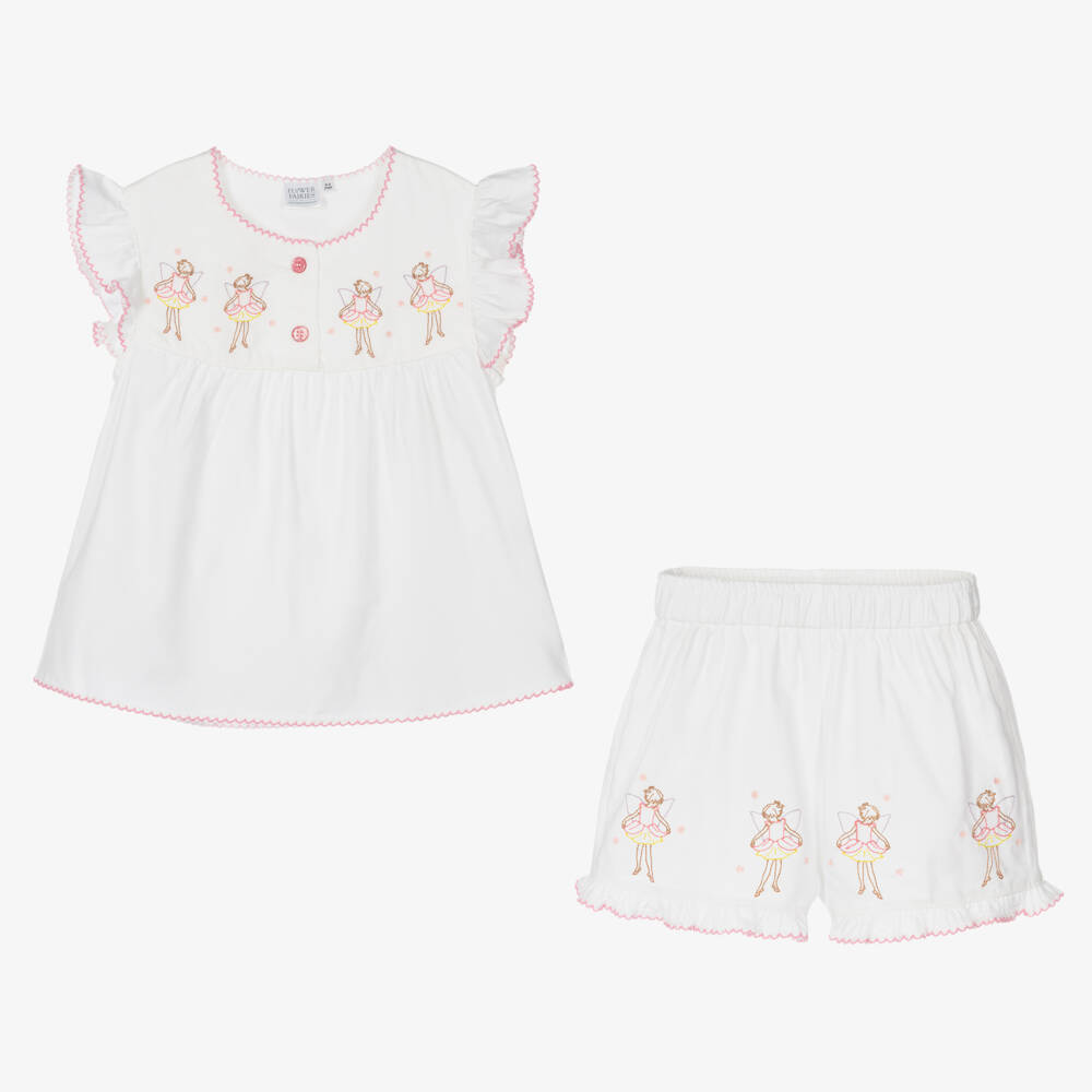 Flower Fairies™ by Childrensalon-Белая хлопковая ночная рубашка с вышивкой для девочек | Childrensalon Outlet