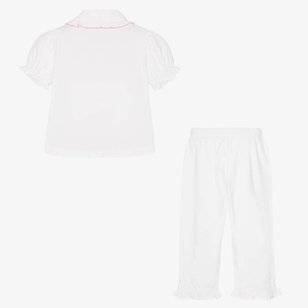 Flower Fairies™ by Childrensalon-Girls White Cotton Embroidered Pyjamas | Childrensalon Outlet