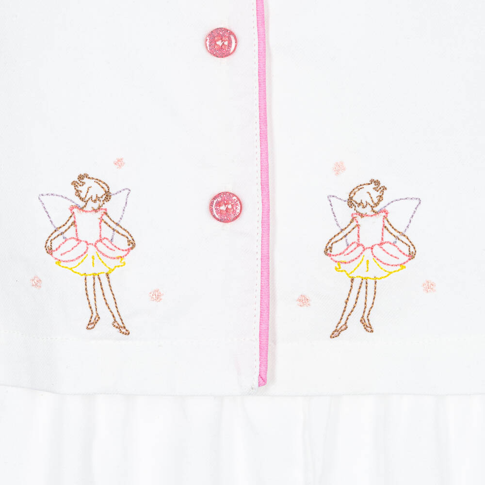 Flower Fairies™ by Childrensalon-Girls White Cotton Embroidered Pyjamas | Childrensalon Outlet