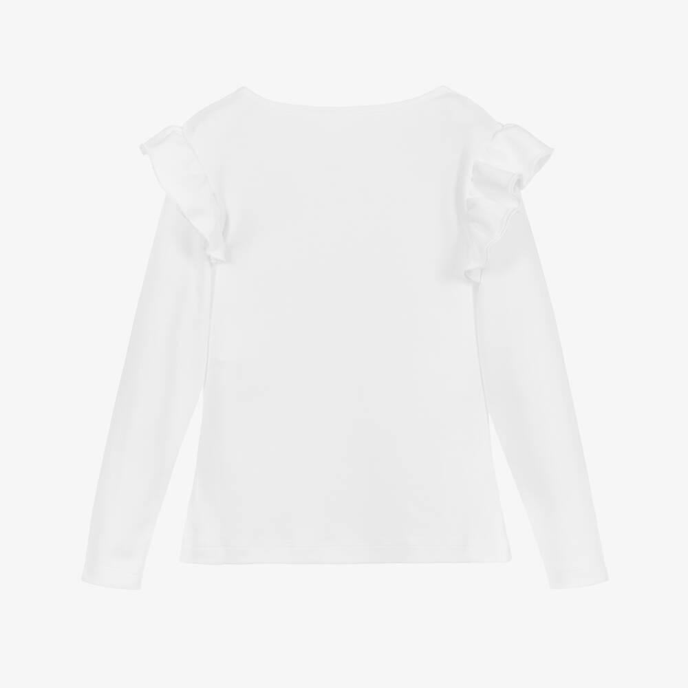 Flower Fairies™ by Childrensalon-Girls White Cotton Frill Top | Childrensalon Outlet