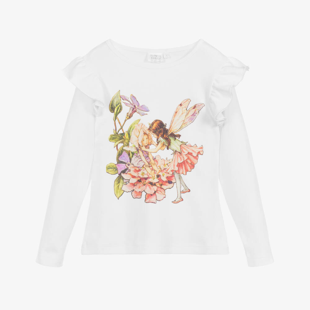 Flower Fairies™ by Childrensalon-Girls White Cotton Frill Top | Childrensalon Outlet