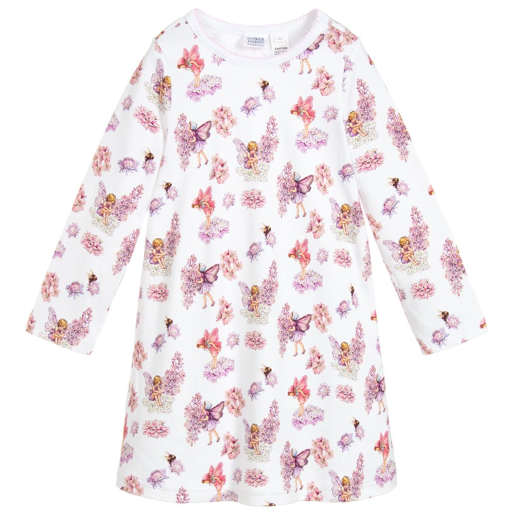 Flower Fairies™ by Childrensalon-قميص نوم قطن لون أبيض للبنات | Childrensalon Outlet
