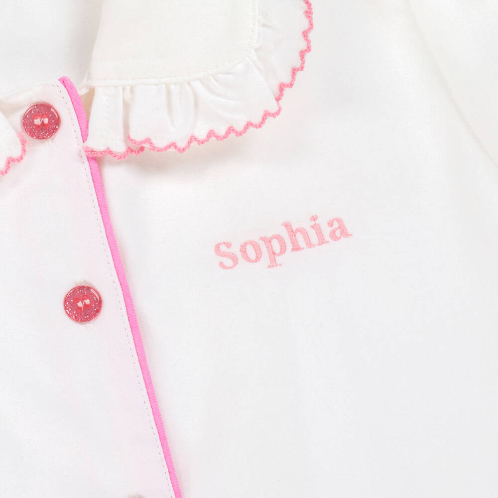 Flower Fairies™ by Childrensalon-Girls White Cotton Personalised Pyjamas | Childrensalon Outlet