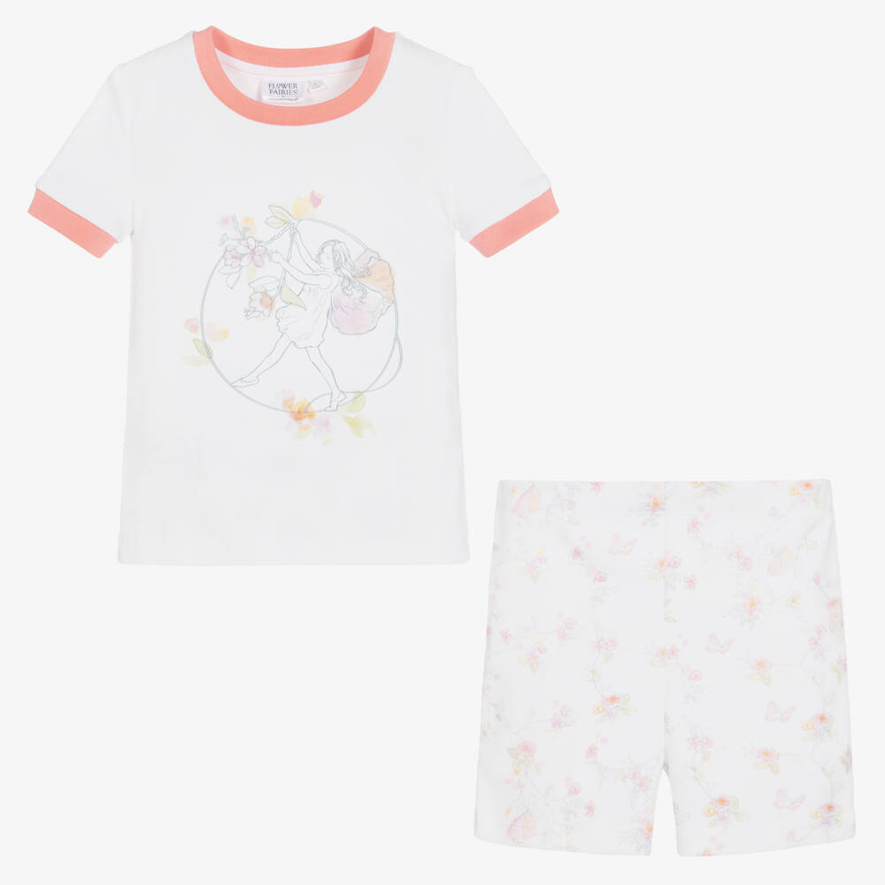 فلاور فيريز باي تشلدرن صالون-بيجاما شورت قطن لون أبيض للبنات | Childrensalon Outlet
