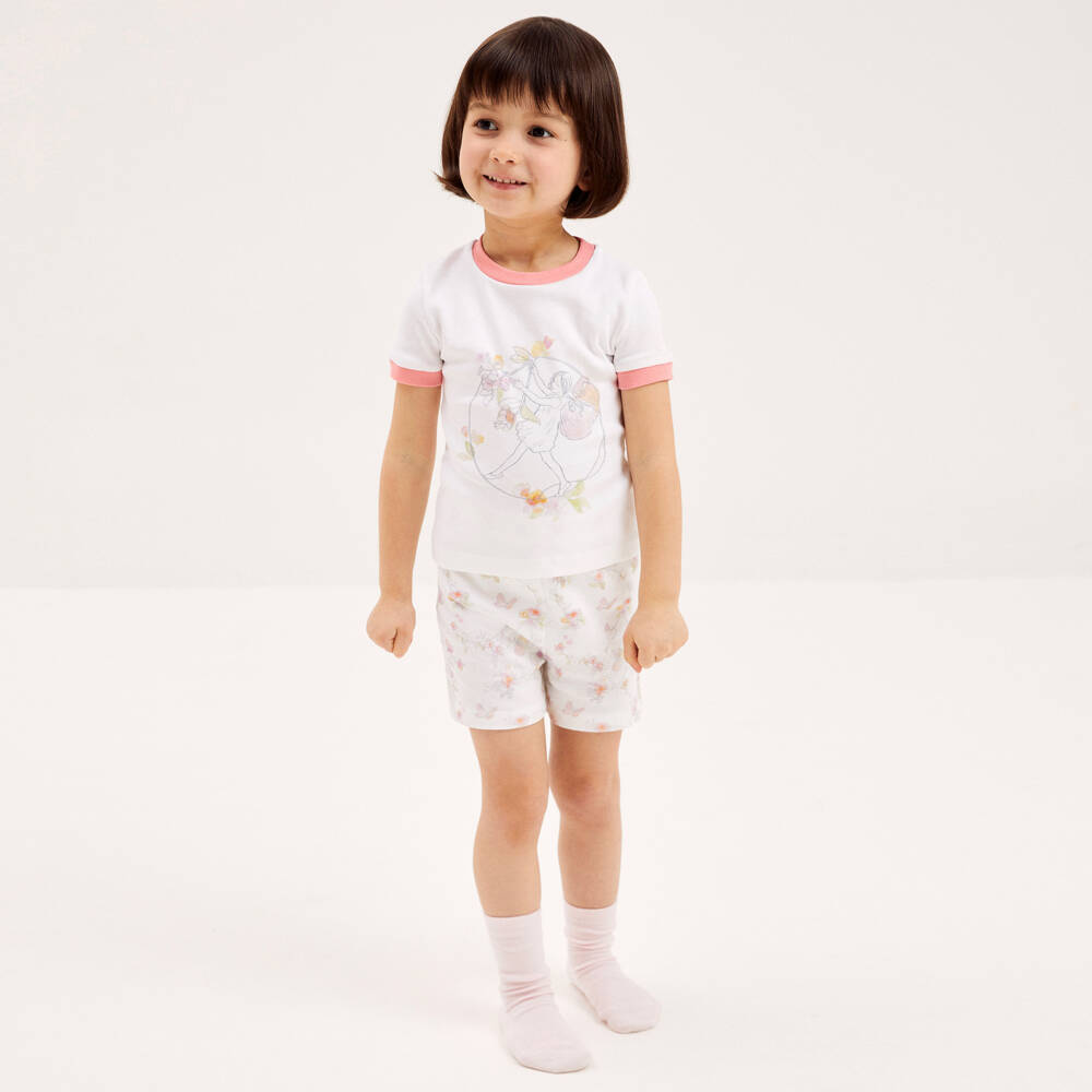 فلاور فيريز باي تشلدرن صالون-بيجاما شورت قطن لون أبيض للبنات | Childrensalon Outlet