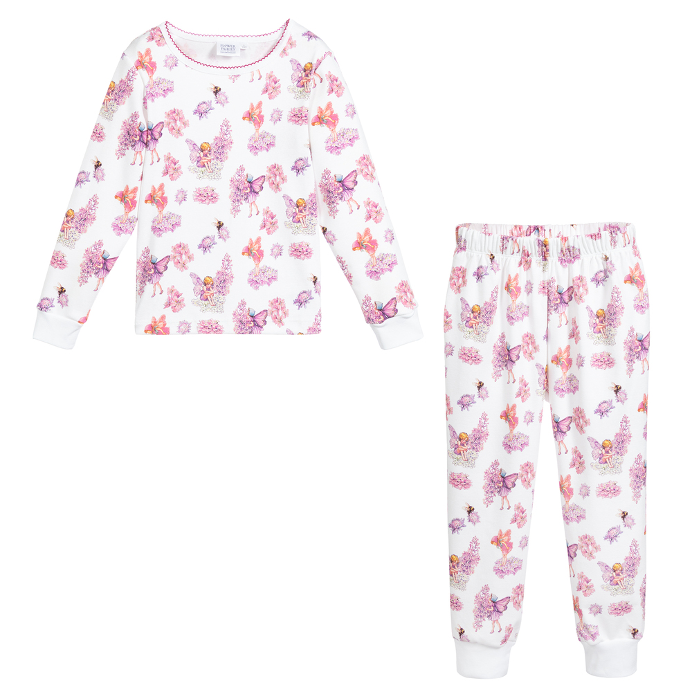 Flower Fairies™ by Childrensalon-بيجاما قطن لون أبيض و زهري للبنات | Childrensalon Outlet